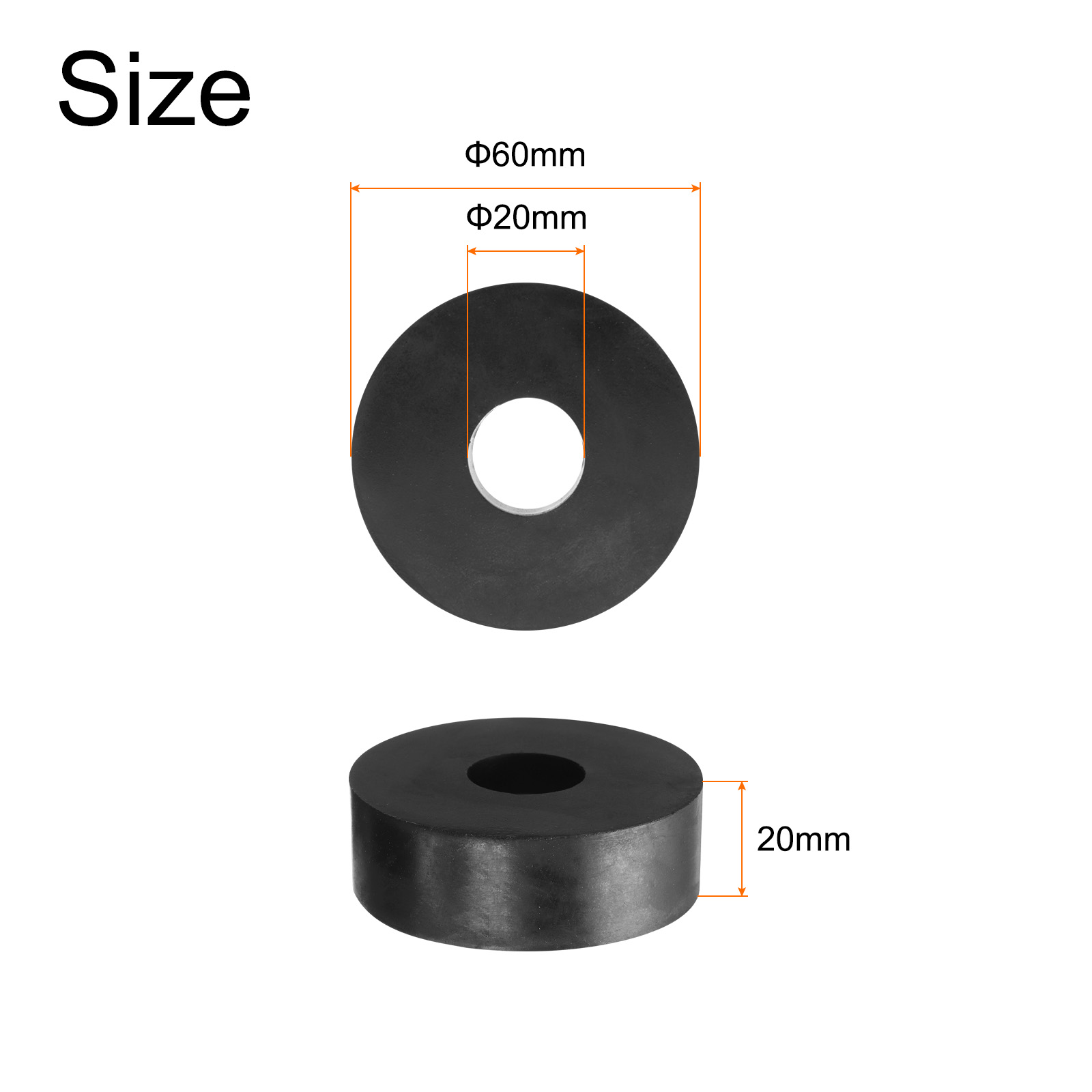 Solid Neoprene Adhesive Backed Rubber Washer - Size; 1.5mm Thick - 10mm Inside Diameter x 42mm