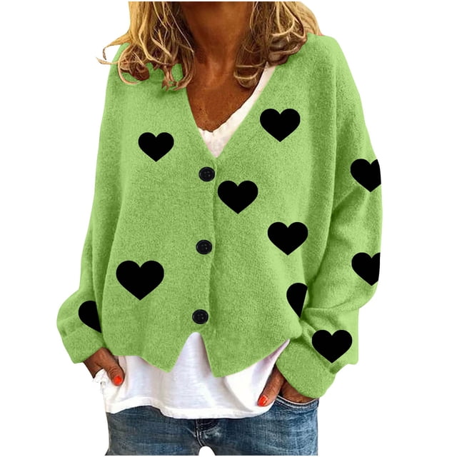 Jgppe Women's Drop Shoulder Cardigans Long Sleeve Button Front Cute Soft Loose Sweater Coat