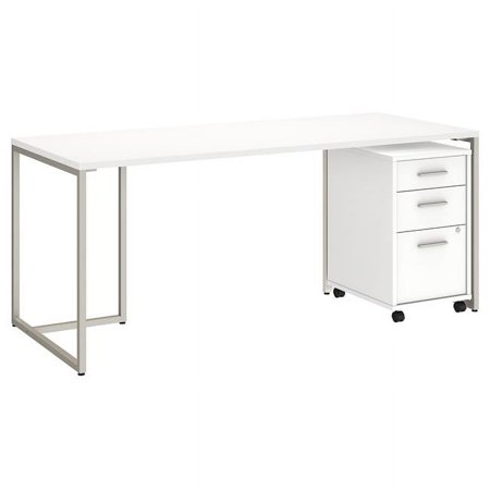 UPC: 0042976075323 | Bush Business Furniture 72 in. Method Table Desk with 3 Drawer Mobile File Cabinet – White
