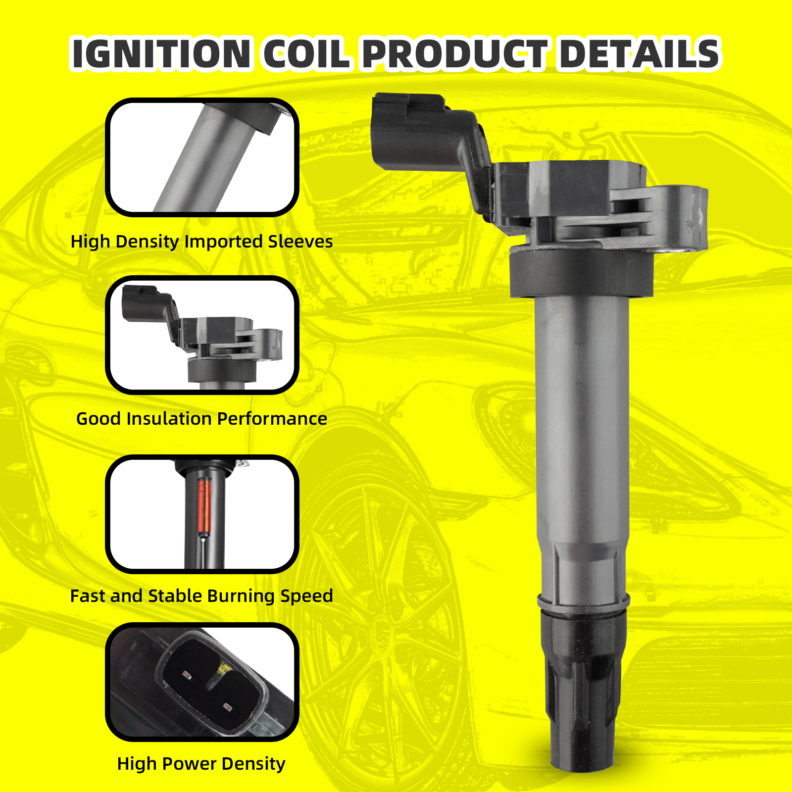 MOAUTO Set of 4 Ignition Coils Pack UF725 96983945 & 4 PCS Iridium Spark Plugs Compatible with Chevrolet 2013 2014 2015 Spark 1.2L L4