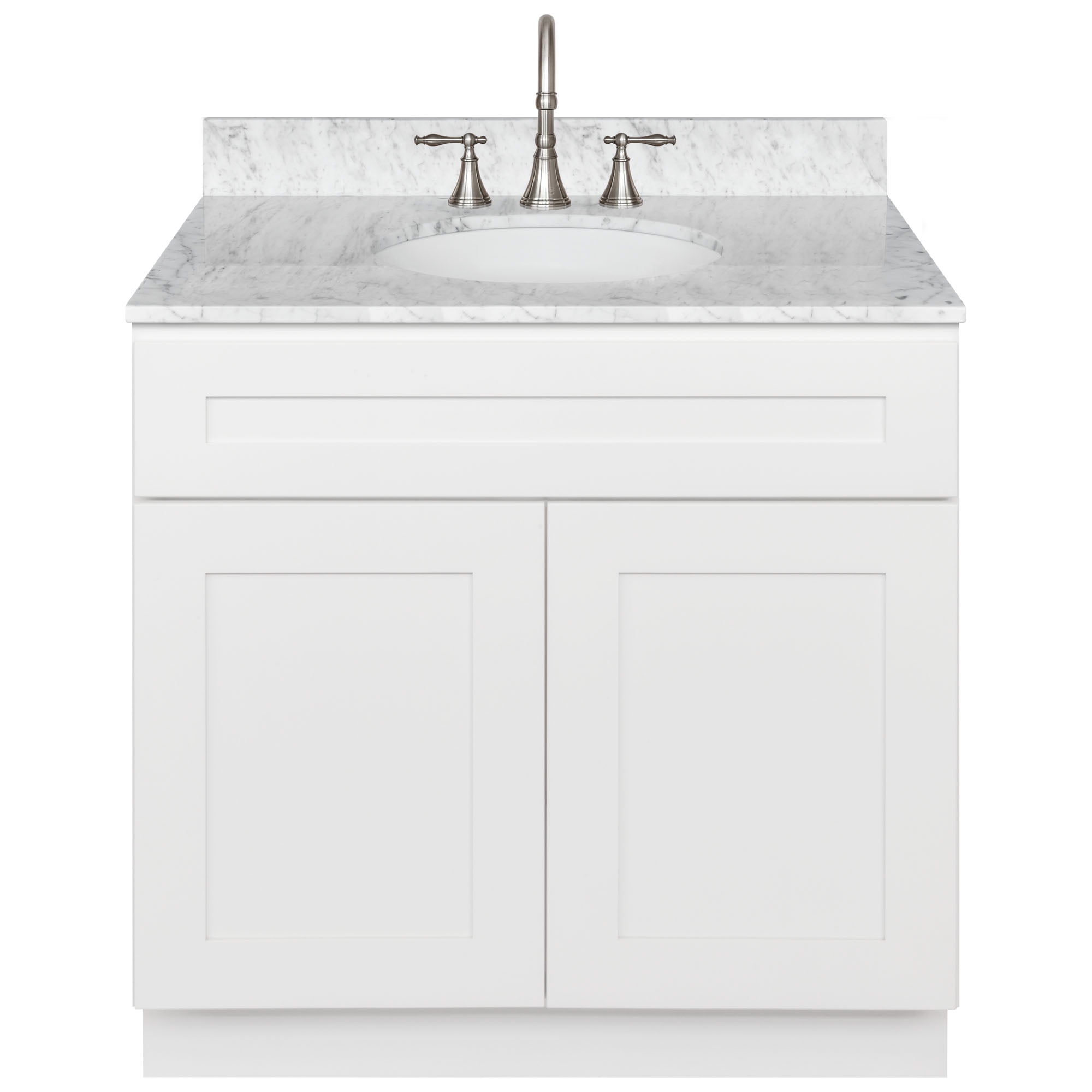 37" Vanity top with sink 4" spread Marble Cara White by Lesscare PICK-UP ONLY 