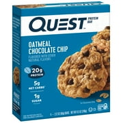 Quest Protein Bar, Oatmeal Chocolate Chip, 20g Protein, Gluten Free, 4 Count