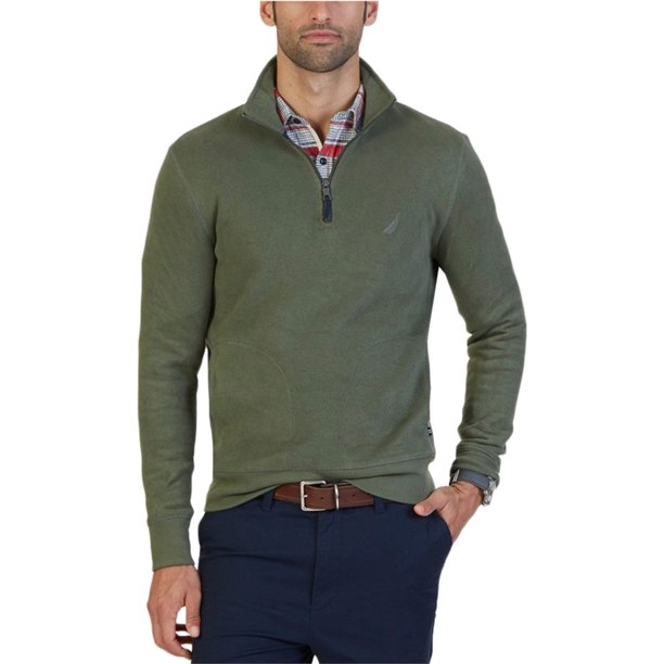 Suéter de punto Nautica con cuello simulado para hombre verde pequeño