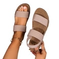 thumbnail image 4 of Fankiway Sandales Compensées Mignonnes pour Femmes, Brides en Tissu Élastique, Semelle Intérieure Rembourrée à Brides Croisées, Semelle Extérieure Texturée, Grande Taille, Été, Beige 7.5, 4 of 8