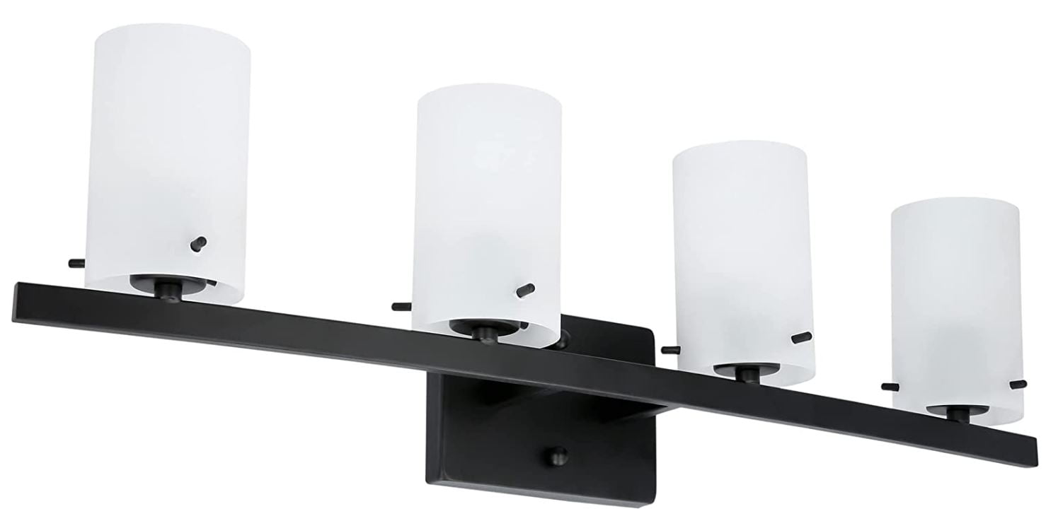 Luminance Boca Vanity Light Wall Sconce | Modern Black Bathroom Decor Fixture for Over Sink and Above Mirror Damp Rated, 4-Light F2534-31