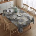 thumbnail image 2 of Gray Gold Hexagon Marble Pattern Rectangle Tablecloth 60"x84",Waterproof Polyester Rectangle Table Cloth, Wipeable Spillproof Polyester Tablecloth for Dining, Camping, Indoor and Outdoor, 2 of 5