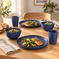 thumbnail image 4 of Homienly Plate abd Bowl Sets, 38-Piece Wheat Straw Dinnerware Set for 8, Unbreakable Plates Bowls & Cups, Dishwasher Safe Outdoor Tableware, Kitchen Dishes, Dark Blue, 4 of 8