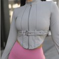 thumbnail image 3 of Tops cortos de nailon 2024 para mujer, locomotora de Metal pesado, camisa de Yoga con hebilla y cremallera, ropa activa, chaqueta deportiva para correr y Fitness, 3 of 5