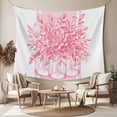 thumbnail image 2 of Eucalyptus Pink Large Tapestry for Bedroom Wall Hanging Tapestry,Vintage Bottle Succulents Flower Stripes Ceiling Backdrop Tapestries Poster Blanket Wall Decor for Teens Room Living Room 100" x 59", 2 of 8