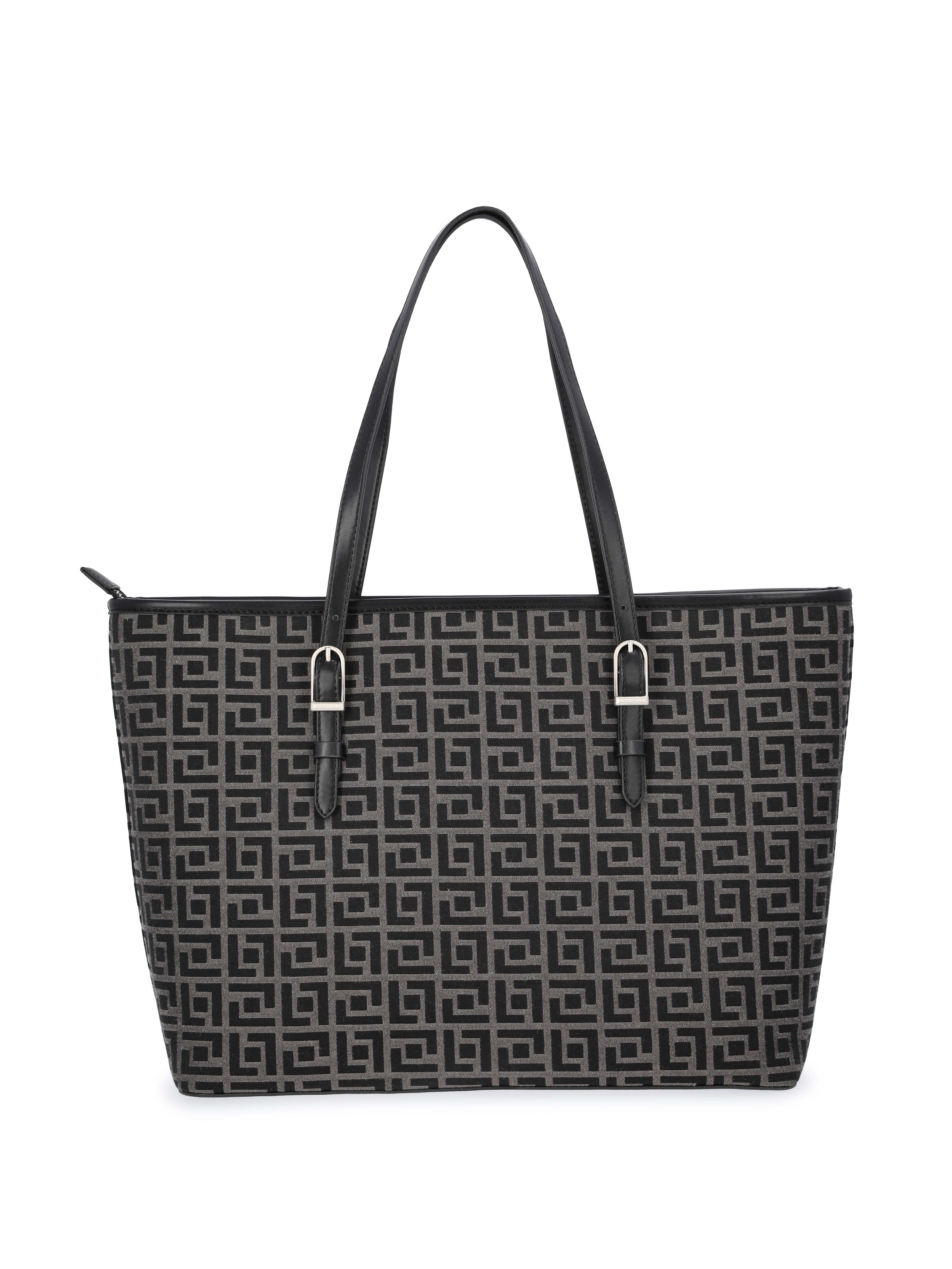 Fiorelli Women's Savannah Tote Handbag with Detachable Pouch, Black Jacquard