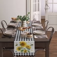 thumbnail image 4 of Table Runner Dresser Scarves 72 Inch Long, Rustic Farm Sunflowers Linen Dining Table Runners Black White Buffalo Checker Tabletop Scarf for Wedding Holiday Party Kitchen, 4 of 7