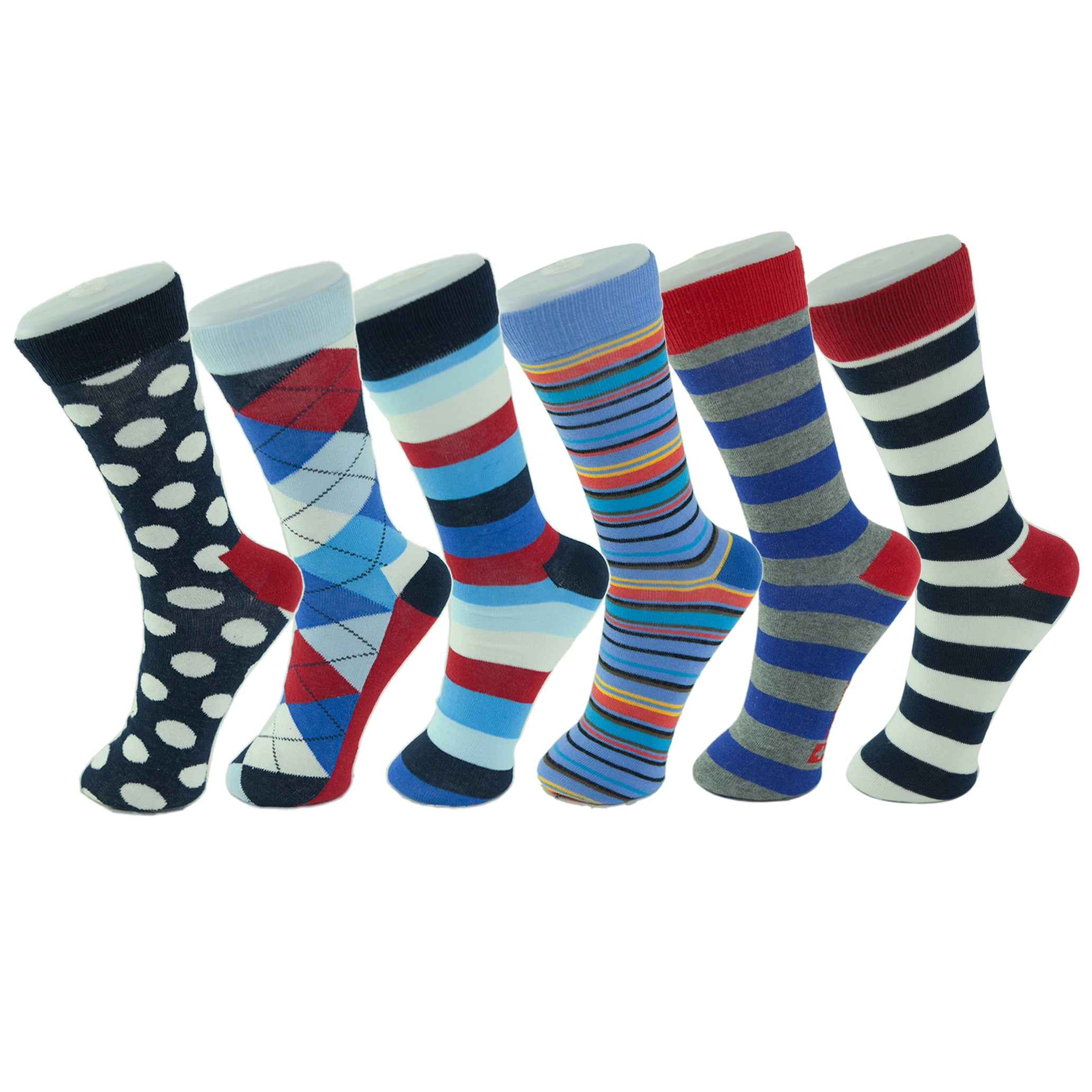 Mens Dress Socks Business Casual Work Argyle Solid Pattern Cotton Crew Sock 5 Pack 