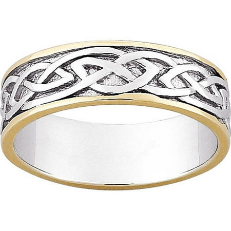 Sterling Silver Two Tone Celtic Wedding Band