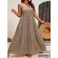 thumbnail image 5 of Plus Size Summer Casual Retro Plaid Ruffle Hem Camisole Maxi Dress In Black, 5 of 8
