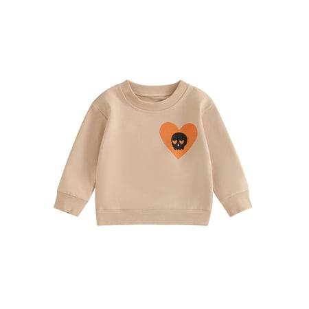 

GXFC Toddler Girls Halloween Sweatshirt Clothes 6M 1T 2T 3T 4T Kids Girls Long Sleeve Skull Heart Print Pullovers Tops Halloween Clothing Costume for Children Girls