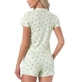 thumbnail image 3 of INSPIRE CHIC Women's Ribbed Knit Pajamas Soft Stretchy O-Neck Short Sleeve Tops with Shorts Cute Patterns Ruffle Lounge Sets XL Beige Heart, 3 of 6
