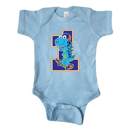 

Inktastic Skateboarding 1st Birthday Boy Dinosaur Gift Baby Boy Bodysuit