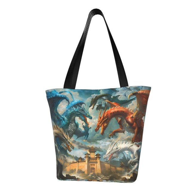 Easygdp Red Blue Dragon Battle Epic Bolso de Hombro para Mujer, Bolso Bandolera y Cartera de Mano Elegante para Uso Diario