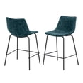 thumbnail image 3 of Abble 24 in. Kitchen Indigo Faux Leather Upholstered Counter and Bar Stool(Set of 2), 3 of 6