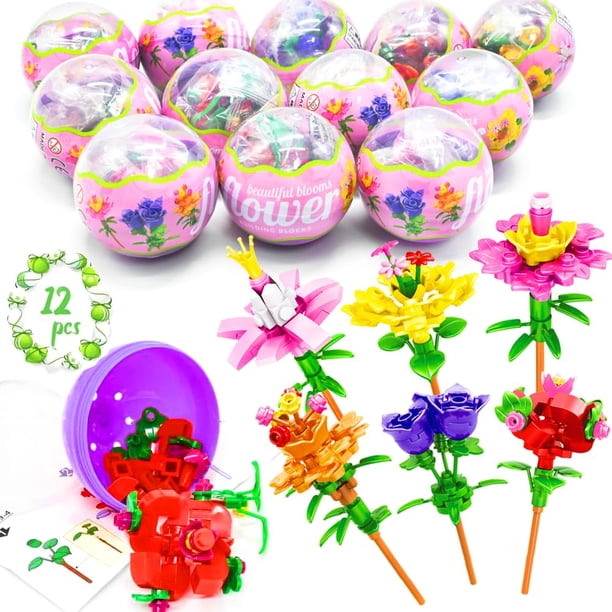 Huevos de Pascua con flores, bloques de construcción UMEELR, 12 unidades