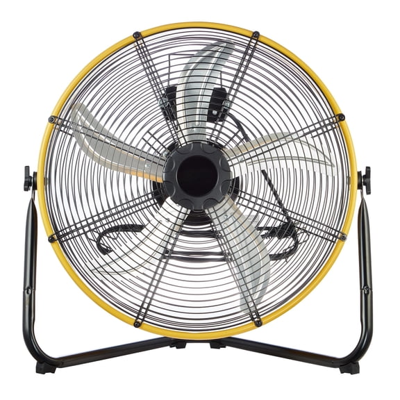 20" High Velocity Industrial Drum Fan, 6300 CFM 3-Speed, 180° Tilting Head, Heavy-Duty Metal Construction with Aluminum Blades, Built-in Cord Storage, for Commercial & Industrial Use
