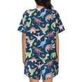 thumbnail image 3 of Naloa Dinosaur Women's Short-Sleeved Pajama Set, Loungewear, Summer pajamas, Breathable Cozy - Small, 3 of 9