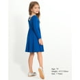 thumbnail image 2 of Stelle Long Sleeve Casual Sundress A-Line Twirly High Waisted Knee Length Flare Swing Cross Back Skater Dress for Girls,Blue,7 Years, 2 of 5