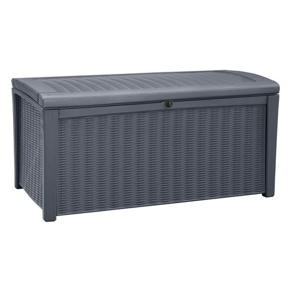 Open Box Keter Borneo Outdoor Storage Bin for Patio Furniture, 110 Gal, Grey