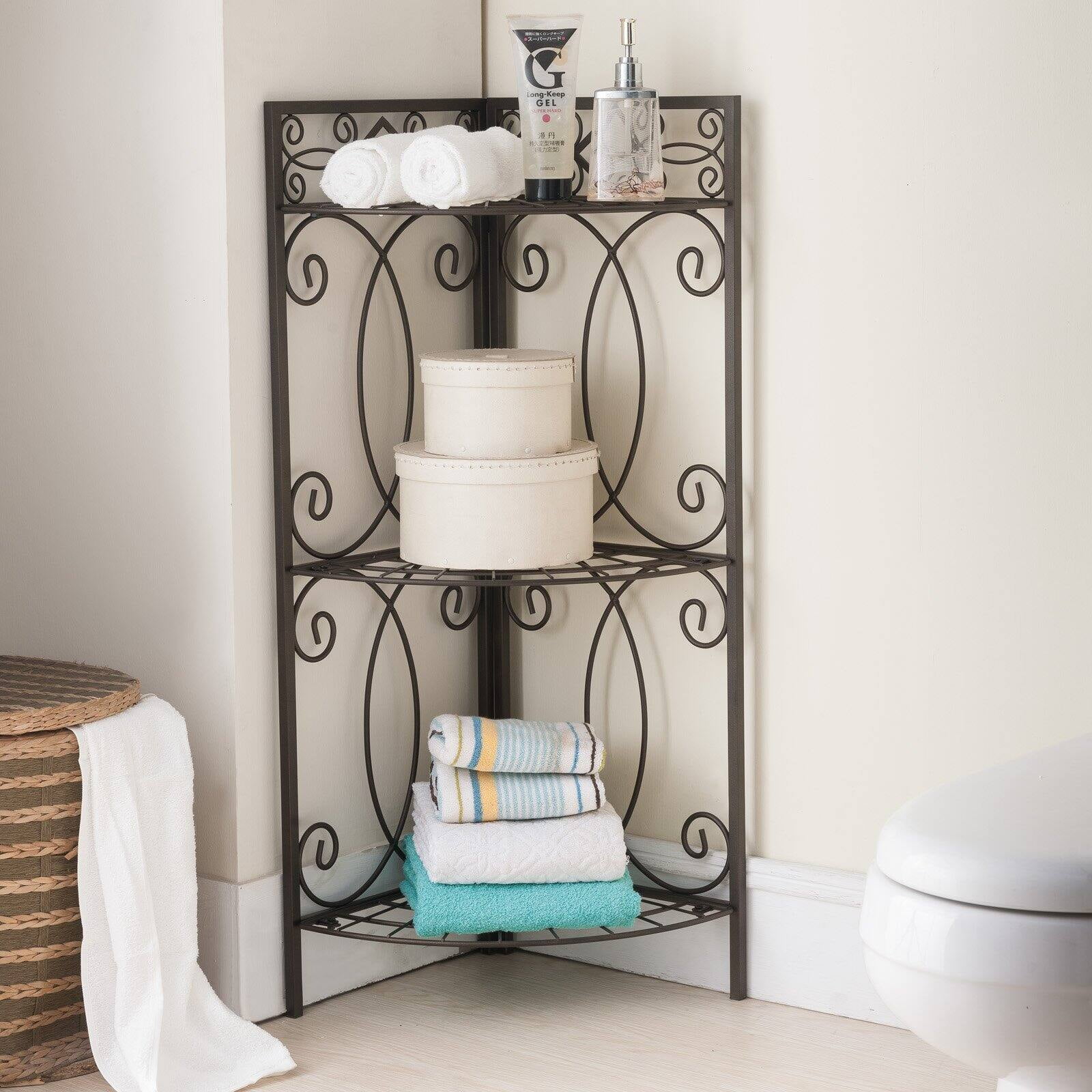 K&B Furniture BM1132 Metal Corner Bathroom Rack