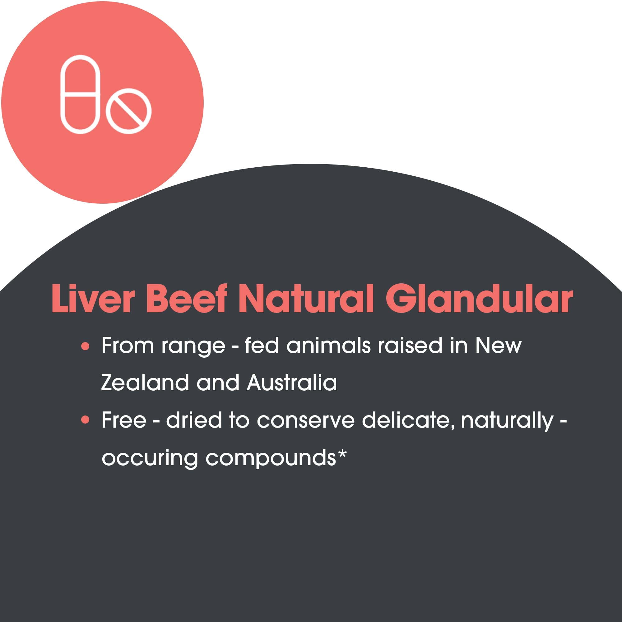 ARG Liver Beef Natural Glandular - 1000 mg Bovine Liver - Supports Liver Function - Hypoallergenic Formula - 62 Servings - 125 Count