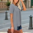 thumbnail image 4 of MIXUE Boho Tops For Women Summer Solid Color Square Collar Short Sleeve Casual Basic Tshirts Outwear,Gray,M, 4 of 7