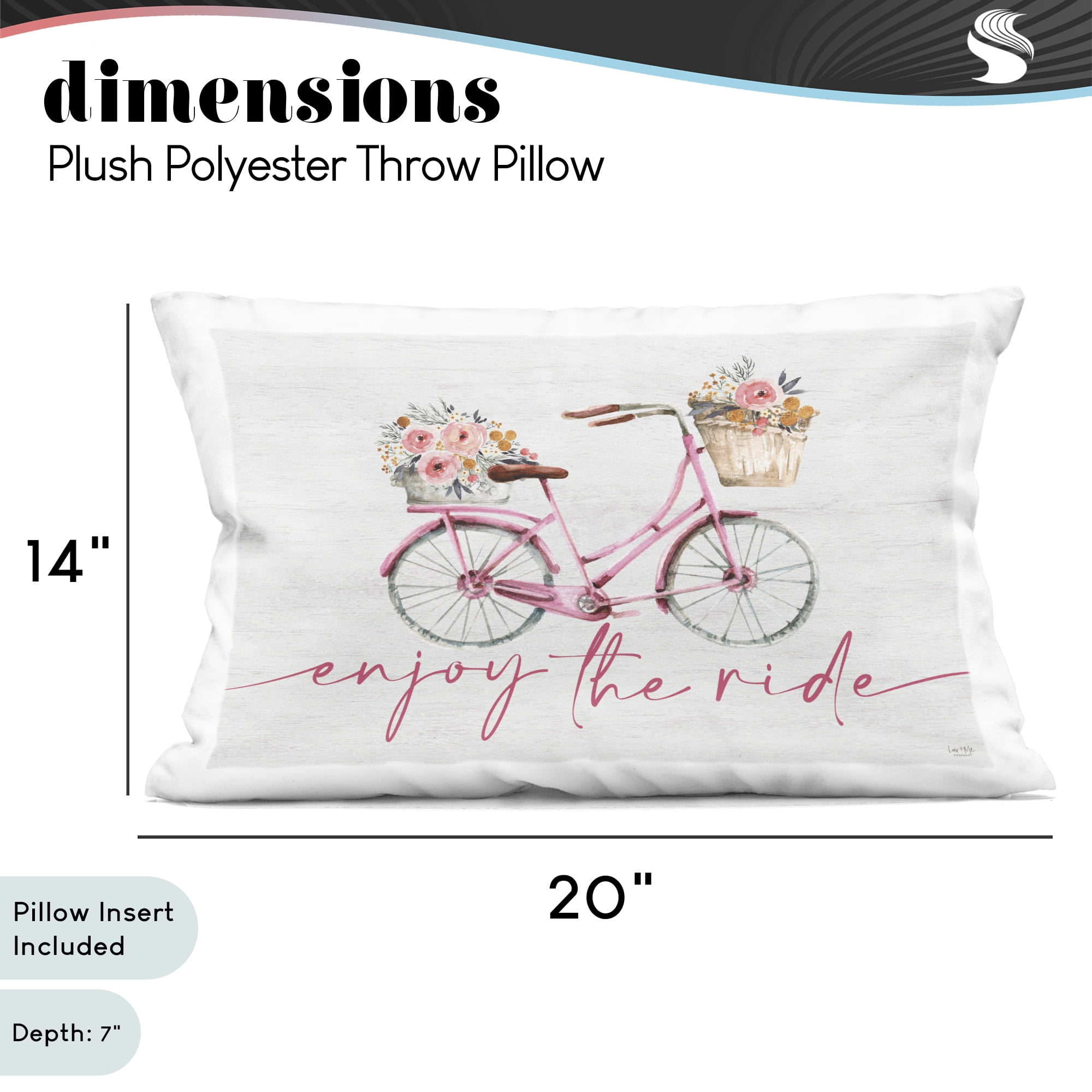 Stupell Industries Enjoy The Ride Bicycle Decorative Printed Throw Pillow, design by Lux + Me Designs