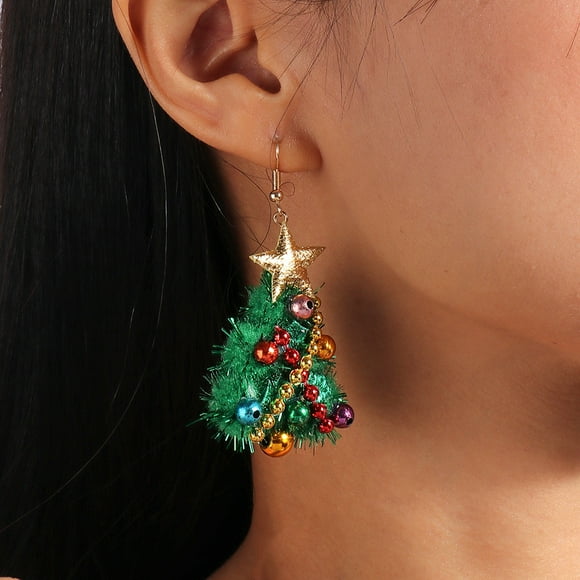 Rvkxad 2022 Christmas Tree Earrings, DIY Festive Holiday Earrings for Women Girls, Christmas Earrings Jewelry