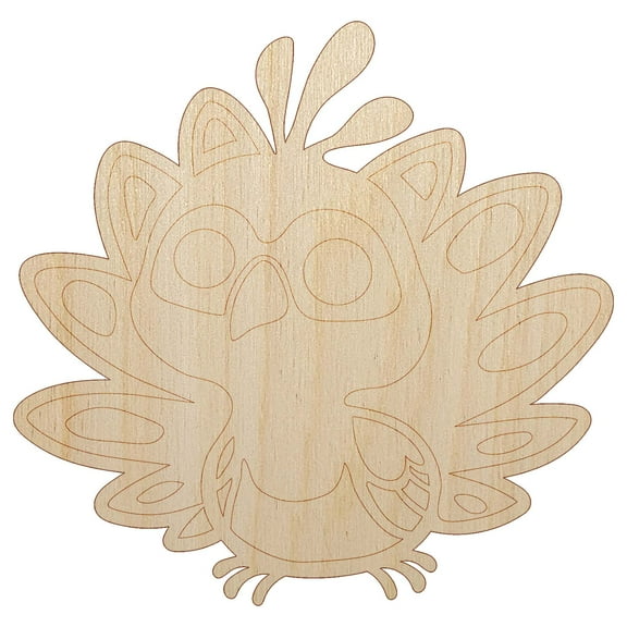 Cute Kawaii Peacock Bird Wood Shape Unfinished Piece Cutout Craft DIY Projects - 6.25 Inch Size - 1/8 Inch Thick