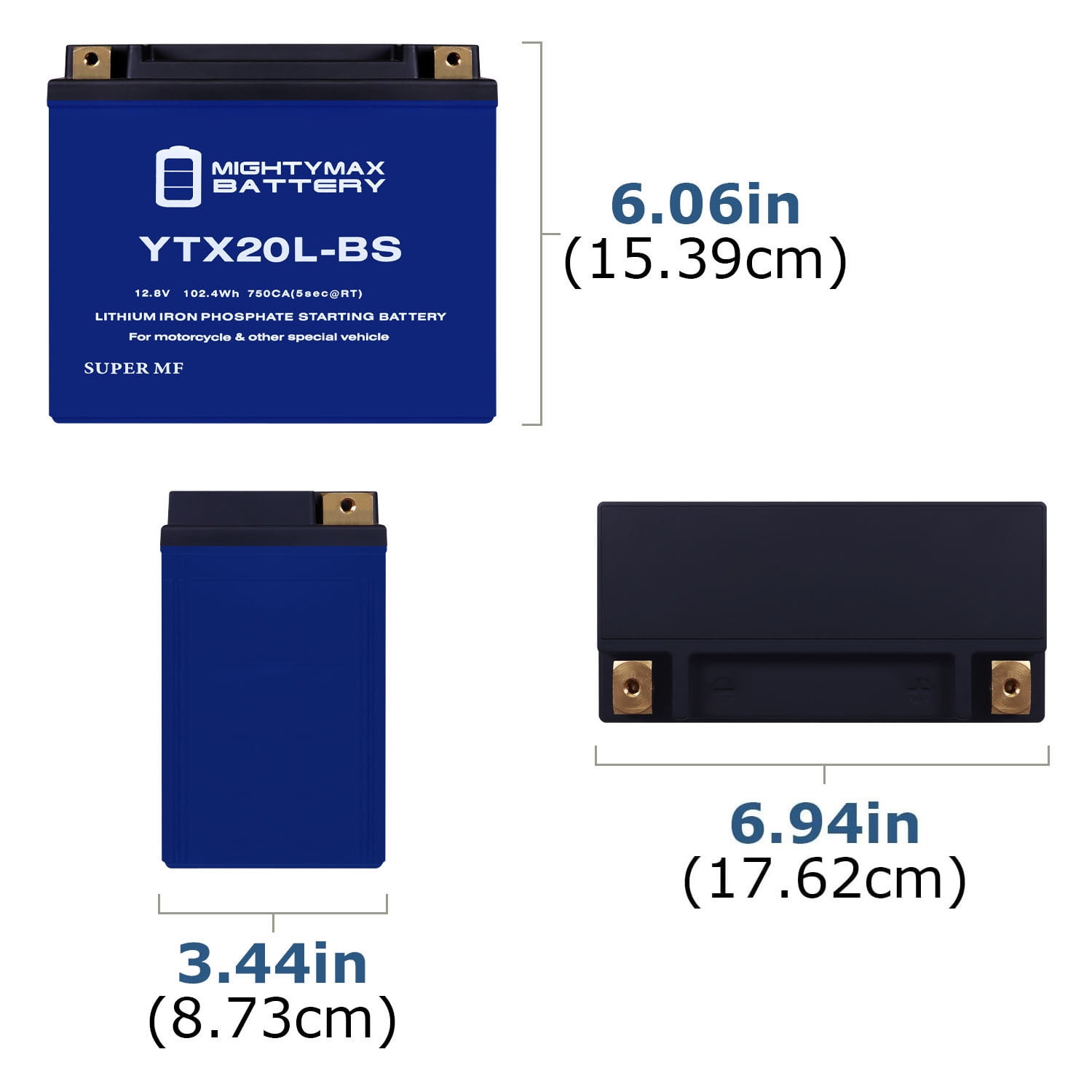 YTX20L-BS Lithium Replacement Battery compatible with Honda Kawasaki Motorcycle ATV Battery