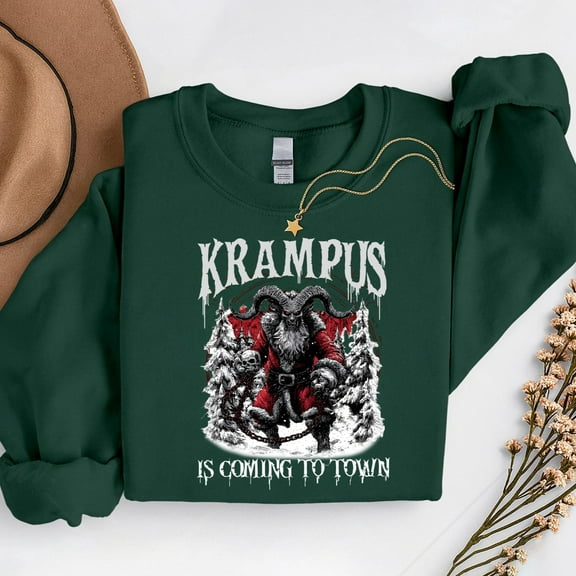 Krampus Is Coming To Town – T-Shirt, Hoodie & Sweatshirt – Holiday Fashion – Winter Celebrations