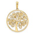 thumbnail image 3 of Finest Gold 14K Yellow & Rhodium White Diamond-Cut Tree of Life Pendant, 3 of 4