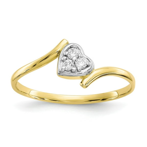 10K Two-Tone Gold Ring Band Themed Cubic Zirconia CZ White