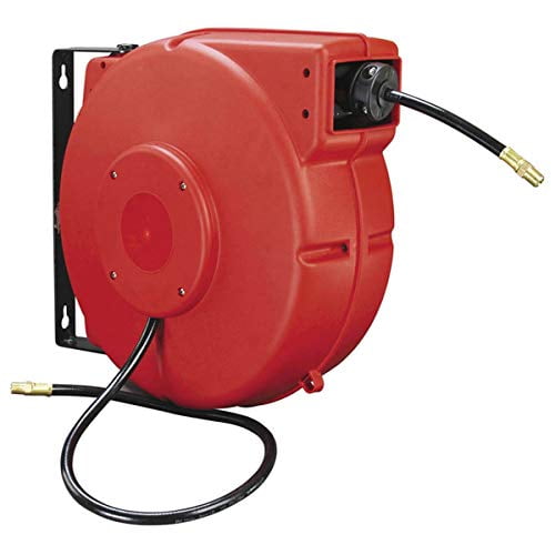 Workforce Retractable Enclosed Plastic Air Hose Reel, 3/8 in. x 50 ft