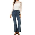 thumbnail image 2 of Allegra K Women's Dots Mesh Sheer Long Sleeve Stand Collar Ruffle Knit Blouse Top, 2 of 6