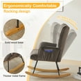 thumbnail image 3 of Rocking Chair Nursery,Upholstered Glider Rocker with High Backrest and Soild Legs,Accent Chair with 2 Side Pockets for Living Room Nursery Bedroom, Dark Grey, 3 of 9