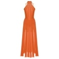 thumbnail image 3 of iefiel Robe de Danse Lyrique Sans Manches avec Strass Scintillants, Robe Maxi Fendue, Orange TTG, 3 of 5