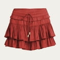 thumbnail image 6 of larppty Shorts for Women Ruffle Skorts Tiered Teen Girls Country Concert Outfits Golf Tennis Skort Under Sweater Skirt（Red， XL）, 6 of 6