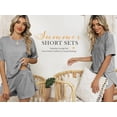 thumbnail image 2 of TEMOFON Women's 2 Piece Striped Lounge Set, Summer Casual Comfy Short Sleeve Top & Matching Shorts Loungewear Set, 2 of 9