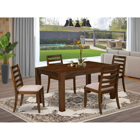 East West Furniture Celina 5 Piece A Dining Room Table Set in Walnut Finish