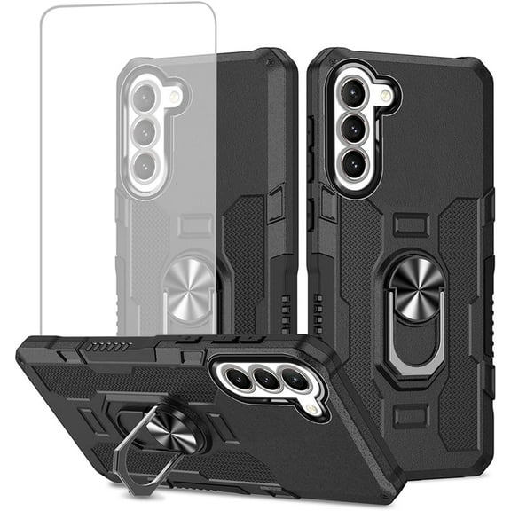 HCTian Case for Galaxy A16 5G Case, Samsung A16 SM-A166B Case with Tempered Glass Screen Protector, Heavy Duty Protection with Metal Ring Magnetic Kickstand Phone Cover for Samsung Galaxy A16