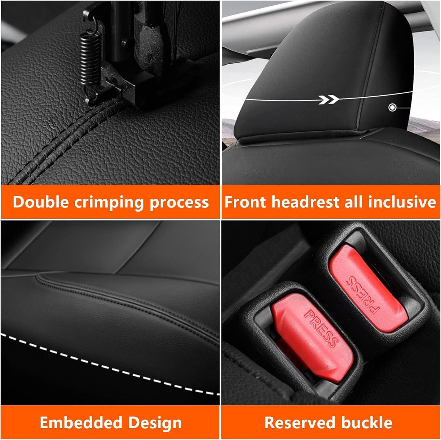 AOMSAZTO RAV4 Hybrid Car Seat Covers Custom Fit for Toyota RAV4 Hybrid 2019 2020 2021 2022 2023 2024 (Not for XSE&2022-2024 SE Hybrid)-Full Set Faux Leather (Black)