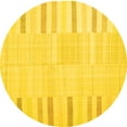 thumbnail image 1 of Ahgly Company Machine Washable Indoor Round Abstract Yellow Contemporary Area Rugs, 7' Round, 1 of 4