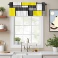 thumbnail image 2 of Curtain Valance for Windows, Yellow Gray White Color Block Kitchen Valances Rod Pocket Short Curtains, Modern Geometric Square Window Valance for Bedroom Bathroom Living room 42x18in, 2 of 9