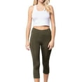 thumbnail image 5 of Juniors Active Basic Stretch Capri Length Yoga Workout Leggings (Olive, S), 5 of 5
